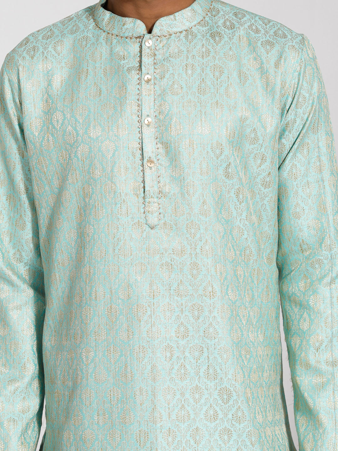 Sarvati Men's Green Silk Blend Kurta And Pyjama Set