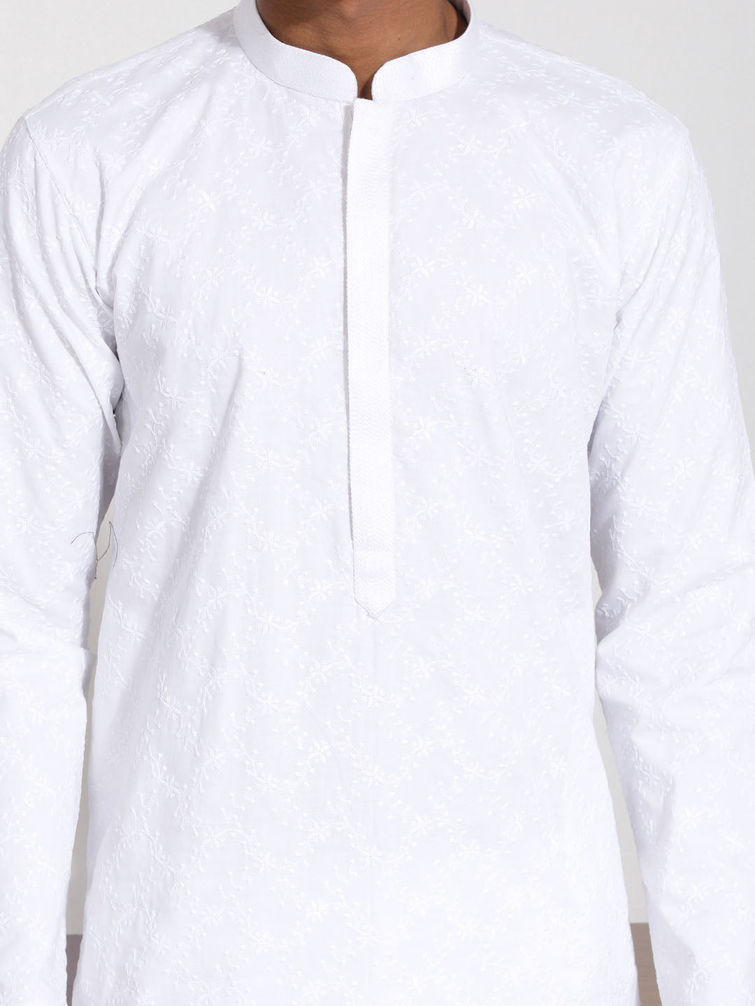 Sarvati Men's White Cotton Kurta Pyjama Set