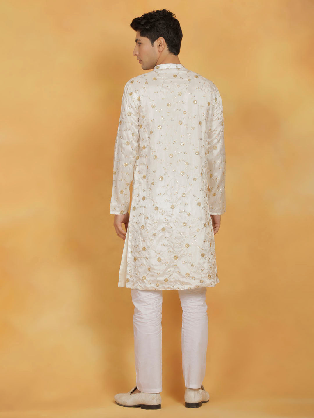 Sarvati Men's White Viscose Kurta And Pyjama Set