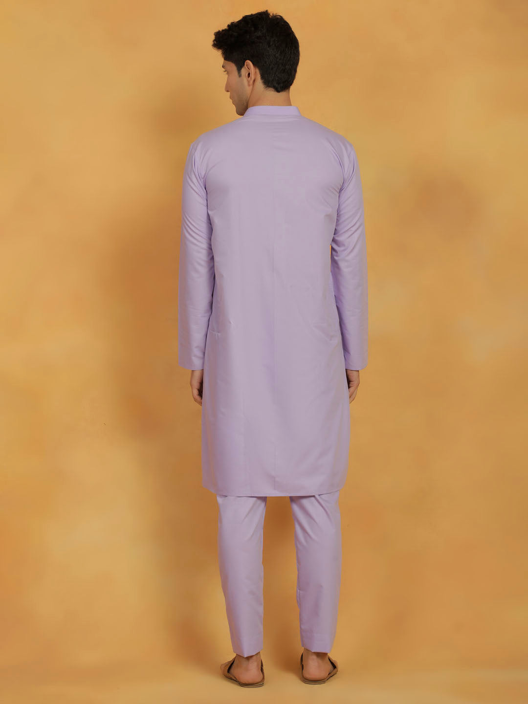 Sarvati Men's Lavender Cotton Silk Kurta And Pyjama Set