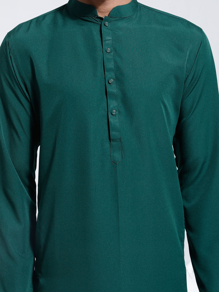 Sarvati Men's Green Crepe Kurta And Pyjama