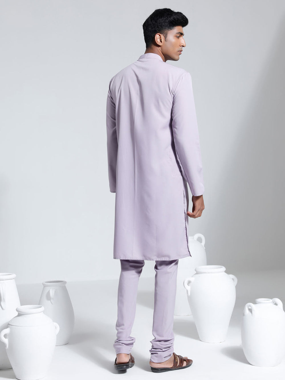 Sarvati Men's Purple Crepe Kurta And Pyjama