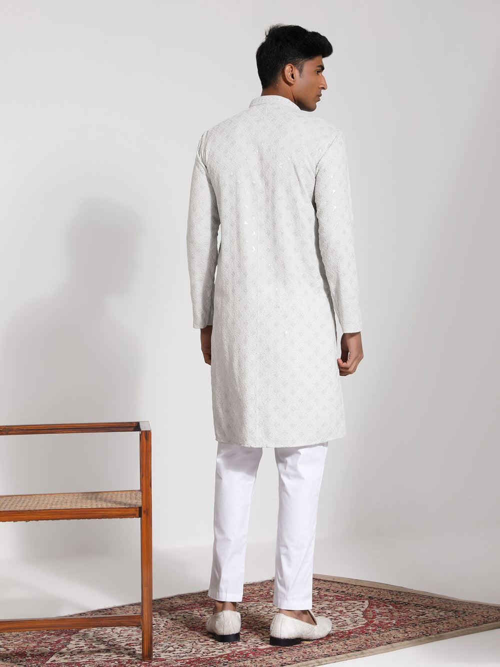 Sarvati Men's Grey Rayon Kurta And Pyjama Set