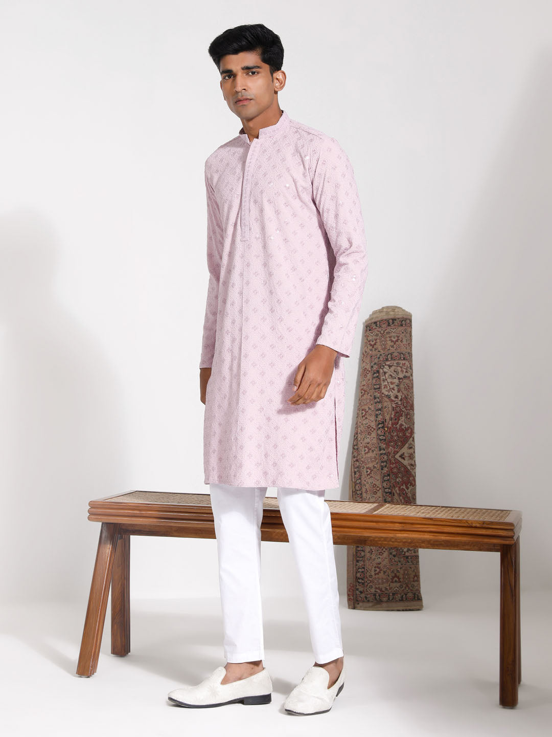 Sarvati Men's Onion Rayon Kurta And Pyjama Set