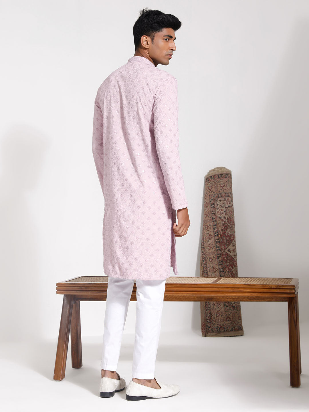 Sarvati Men's Onion Rayon Kurta And Pyjama Set