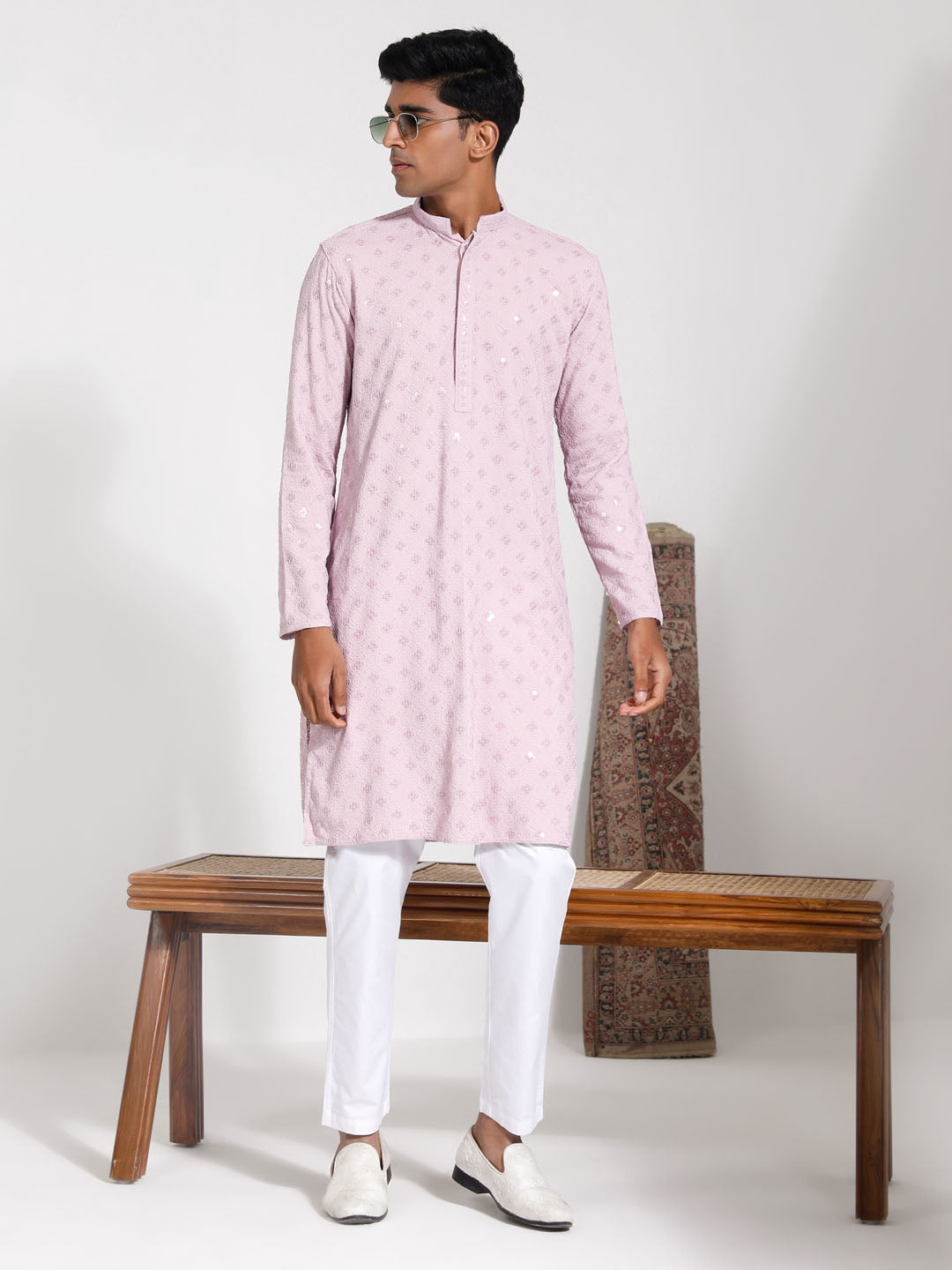 Sarvati Men's Onion Rayon Kurta And Pyjama Set