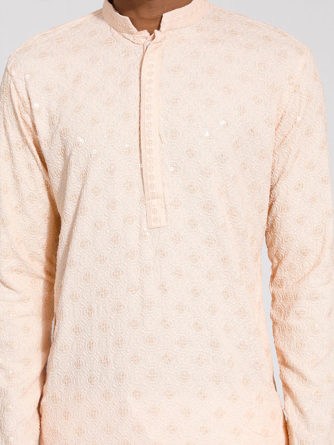 Sarvati Men's Peach Rayon Kurta And Pyjama Set