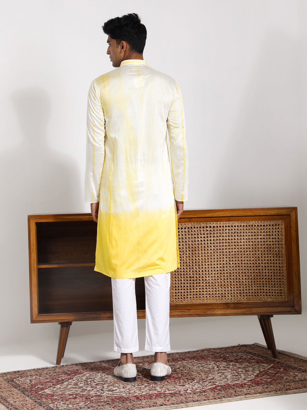 Sarvati Men's Yellow Viscose Kurta And Pyjama Set