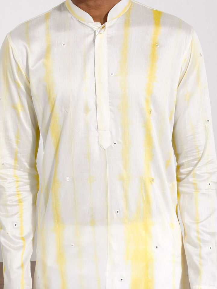 Sarvati Men's Yellow Viscose Kurta And Pyjama Set