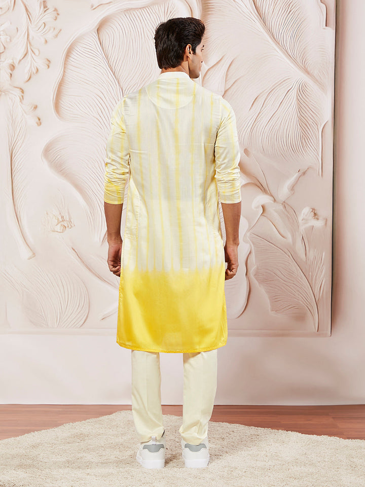 Sarvati Men's Yellow Viscose Kurta And Pyjama Set