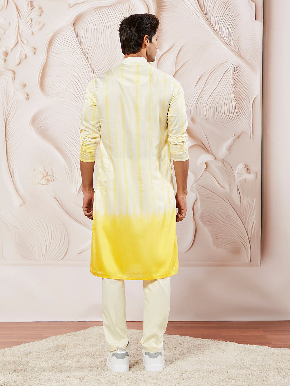 Sarvati Men's Yellow Viscose Kurta Pyjama And Dupatta Set