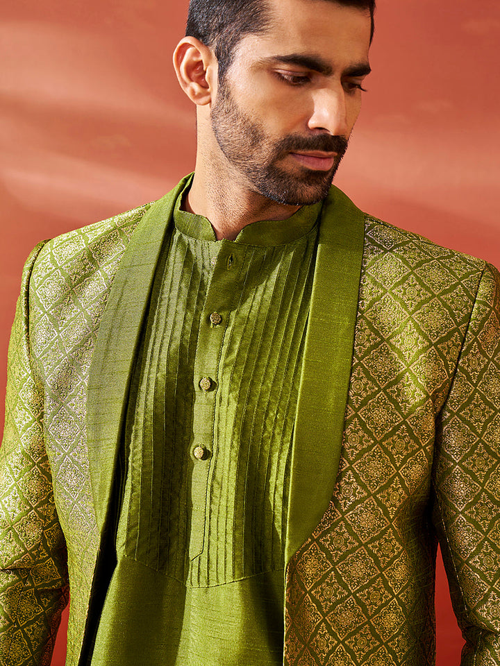 Men's Green Silk Blend Sherwani