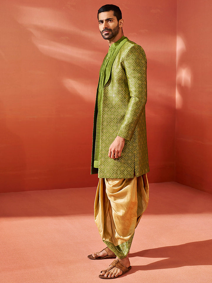 Men's Green Silk Blend Sherwani