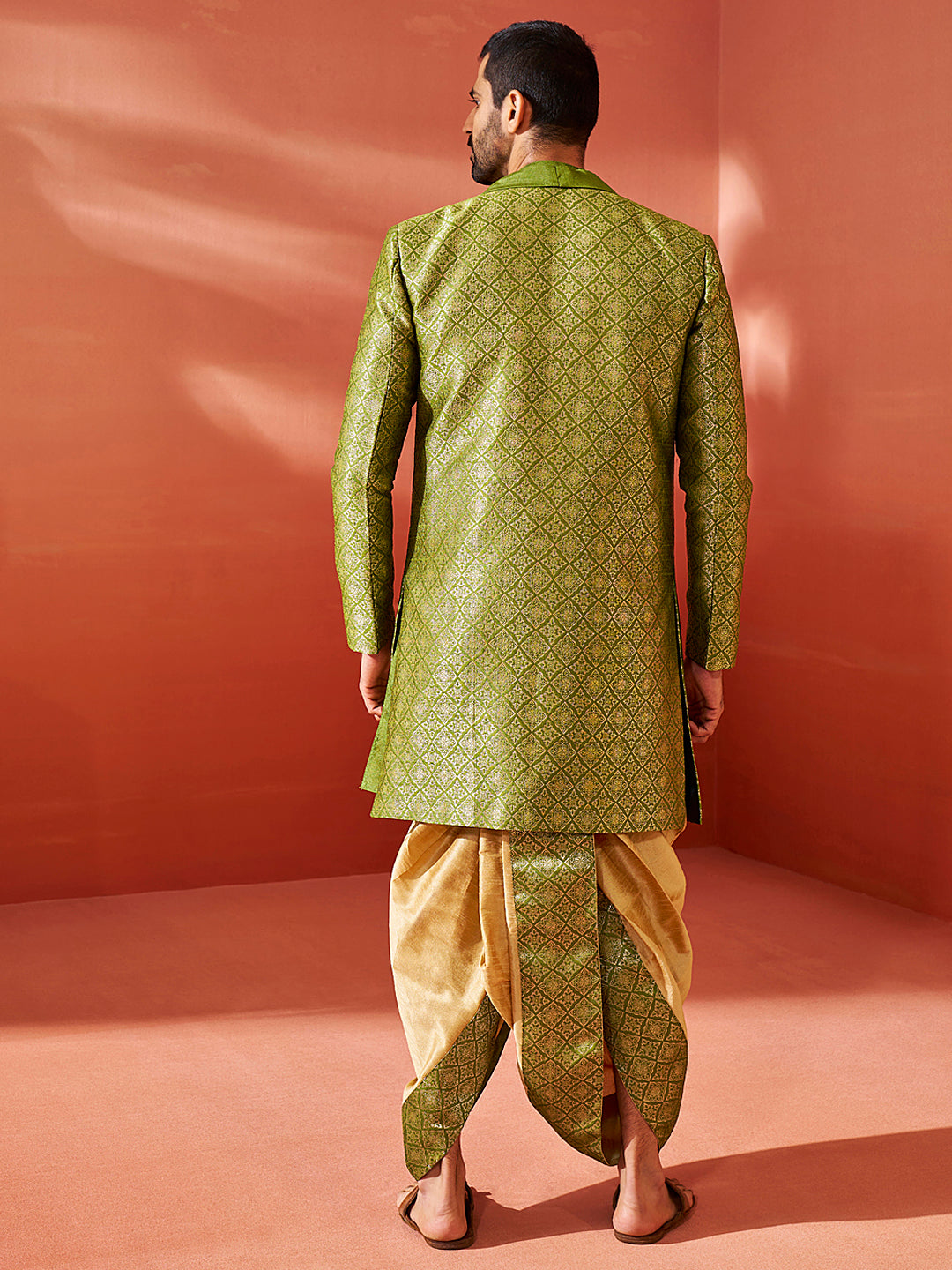 Men's Green Silk Blend Sherwani