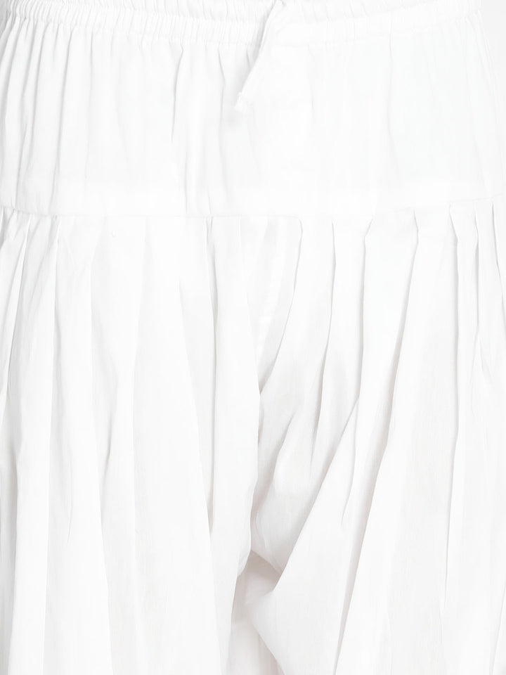 Men's White Viscose Kurta And Patiala Set