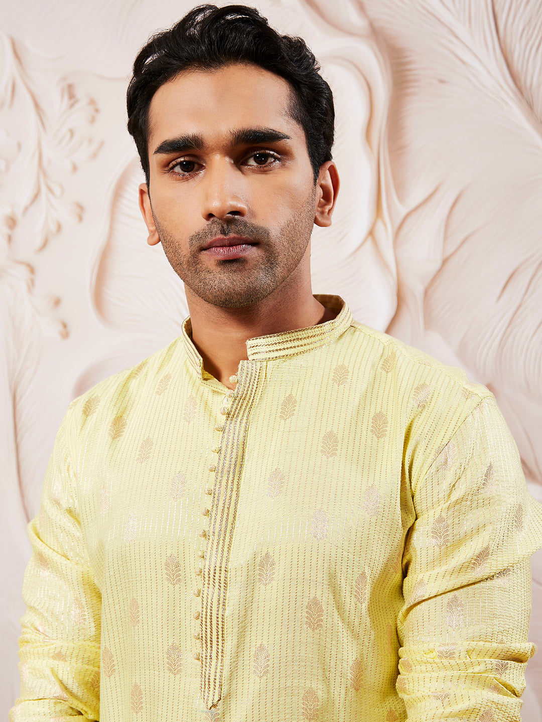 Sarvati Men's Mint Green Silk Blend  Kurta Pyjama Set