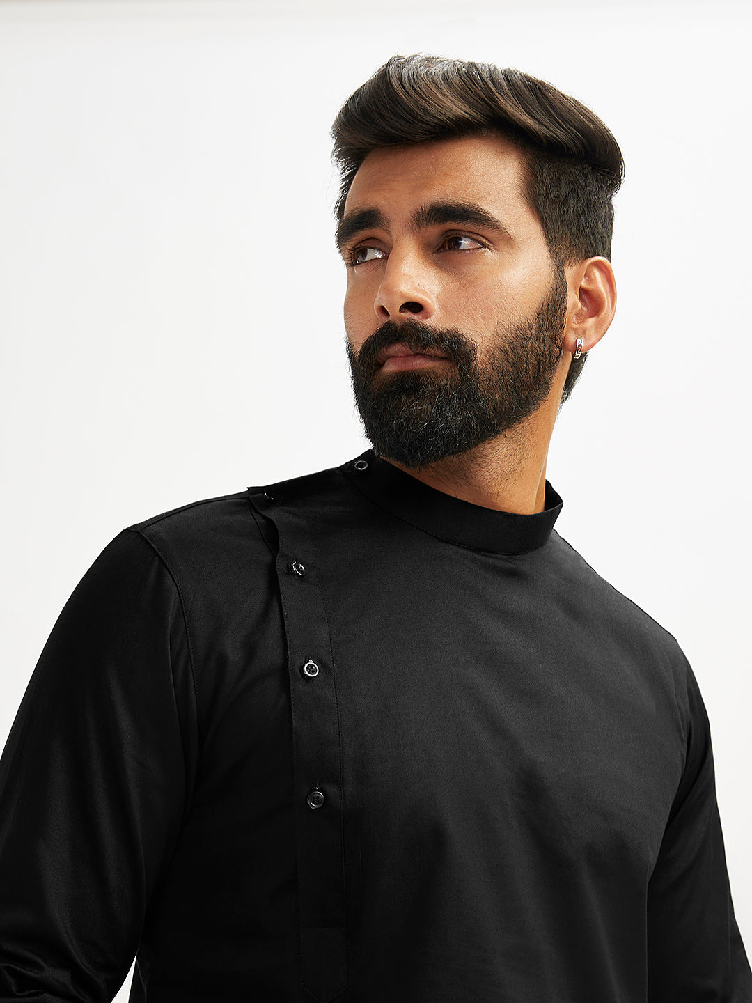 Men's Black Viscose Kurta Pyjama Set