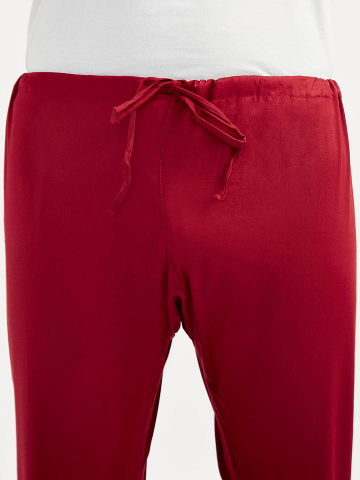 Men's Maroon Viscose Kurta Pyjama Set