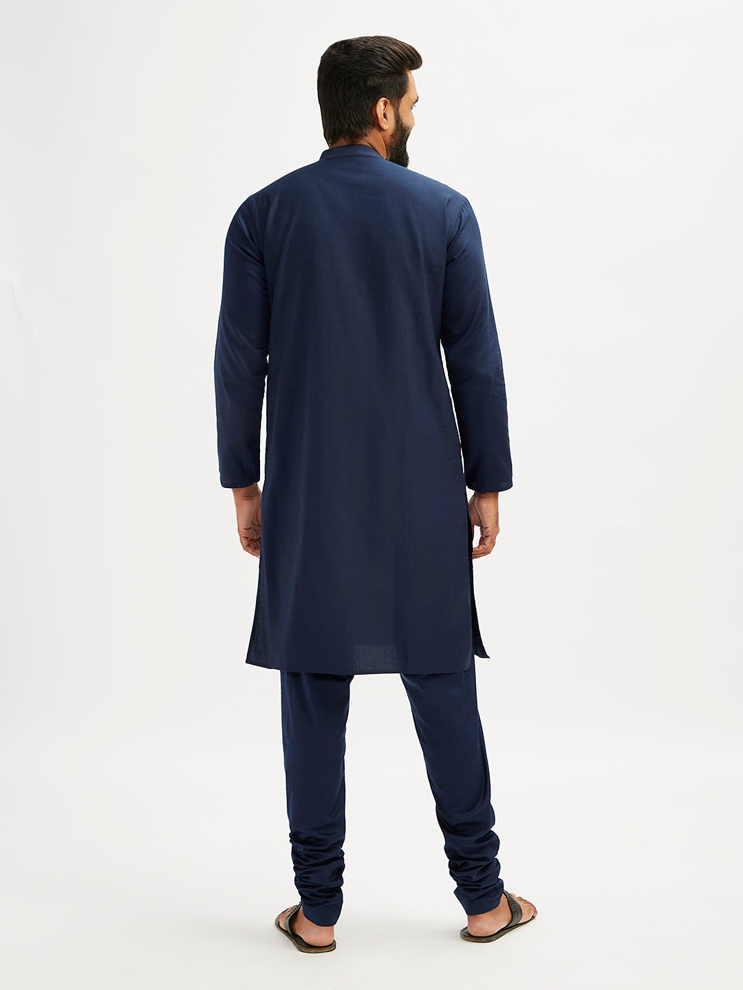 Men's Navy Blue Viscose Kurta Pyjama Set