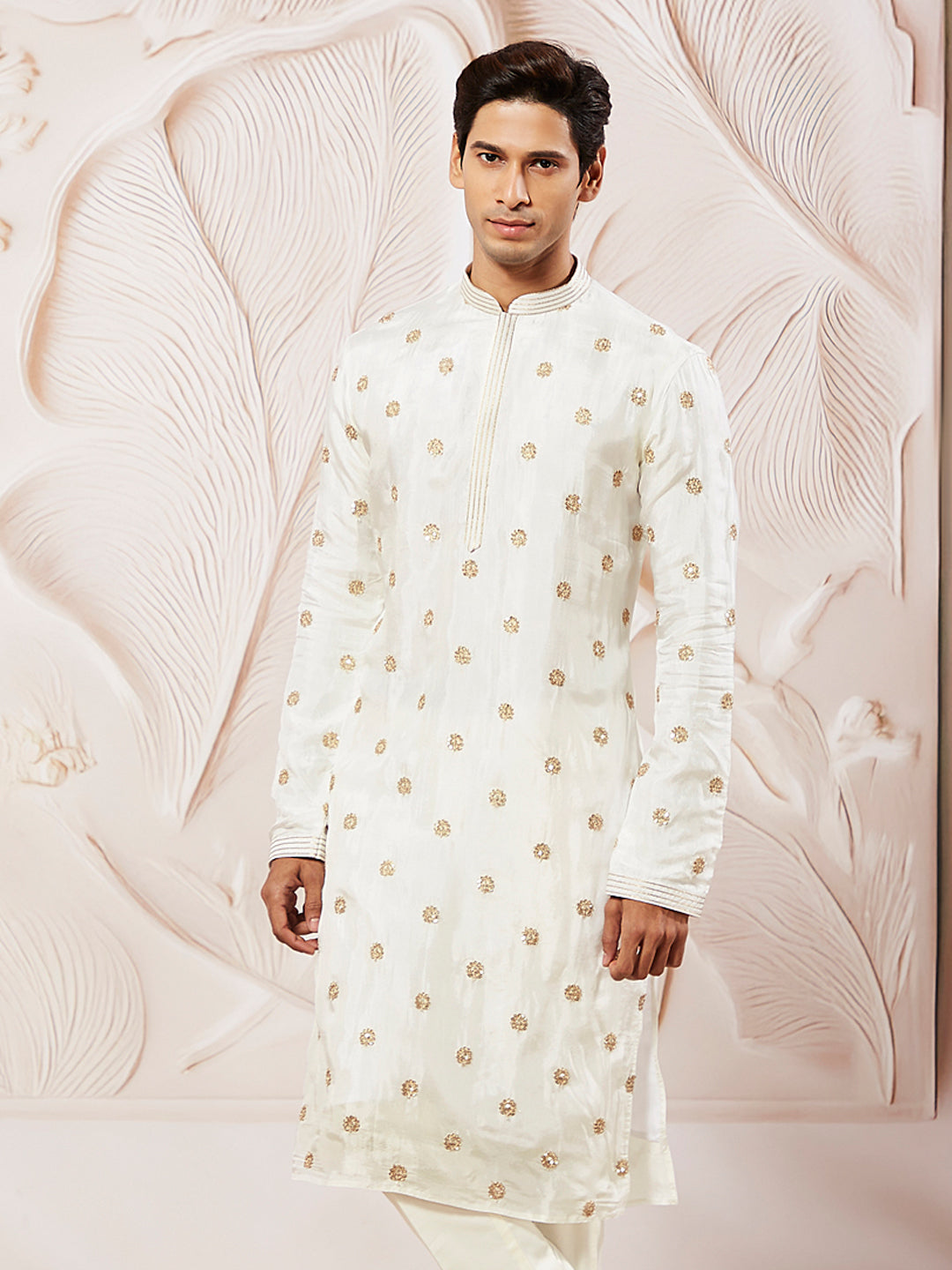 Men's White Tissue Silk Kurta