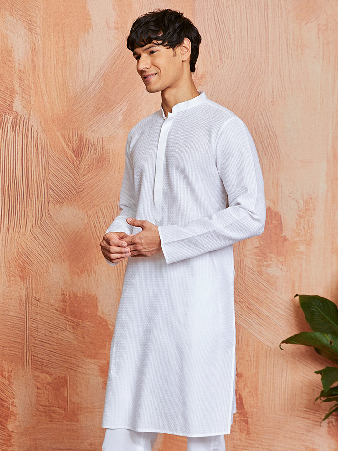 Men's White Cotton  Kurta