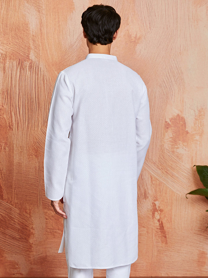 Men's White Cotton  Kurta