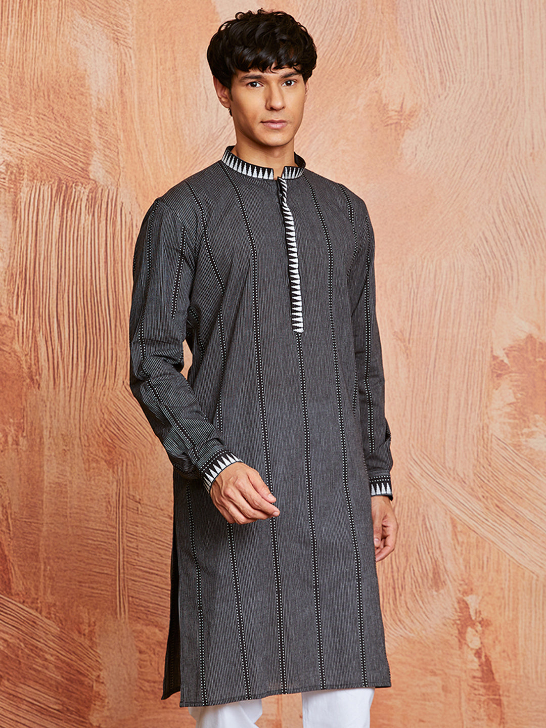 Men's Black Cotton Kurta