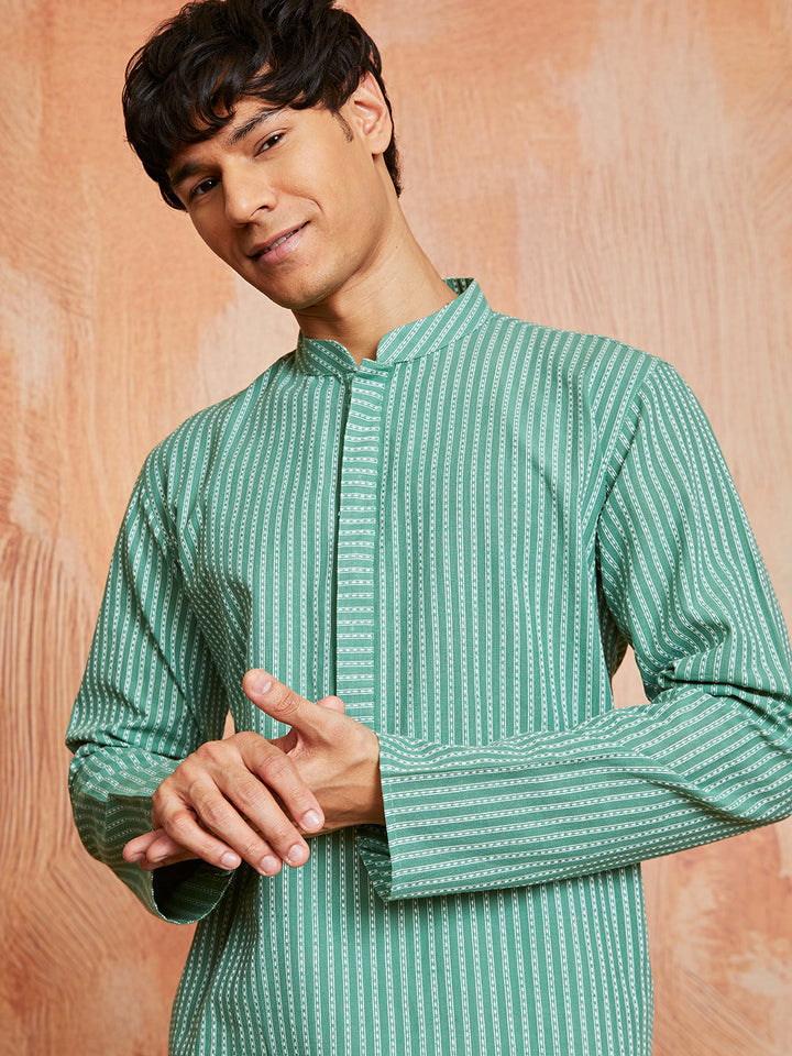 Men's Green Cotton Kurta