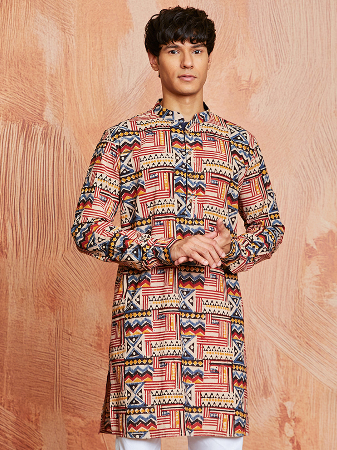 Men's Multi Color Cotton  Kurta
