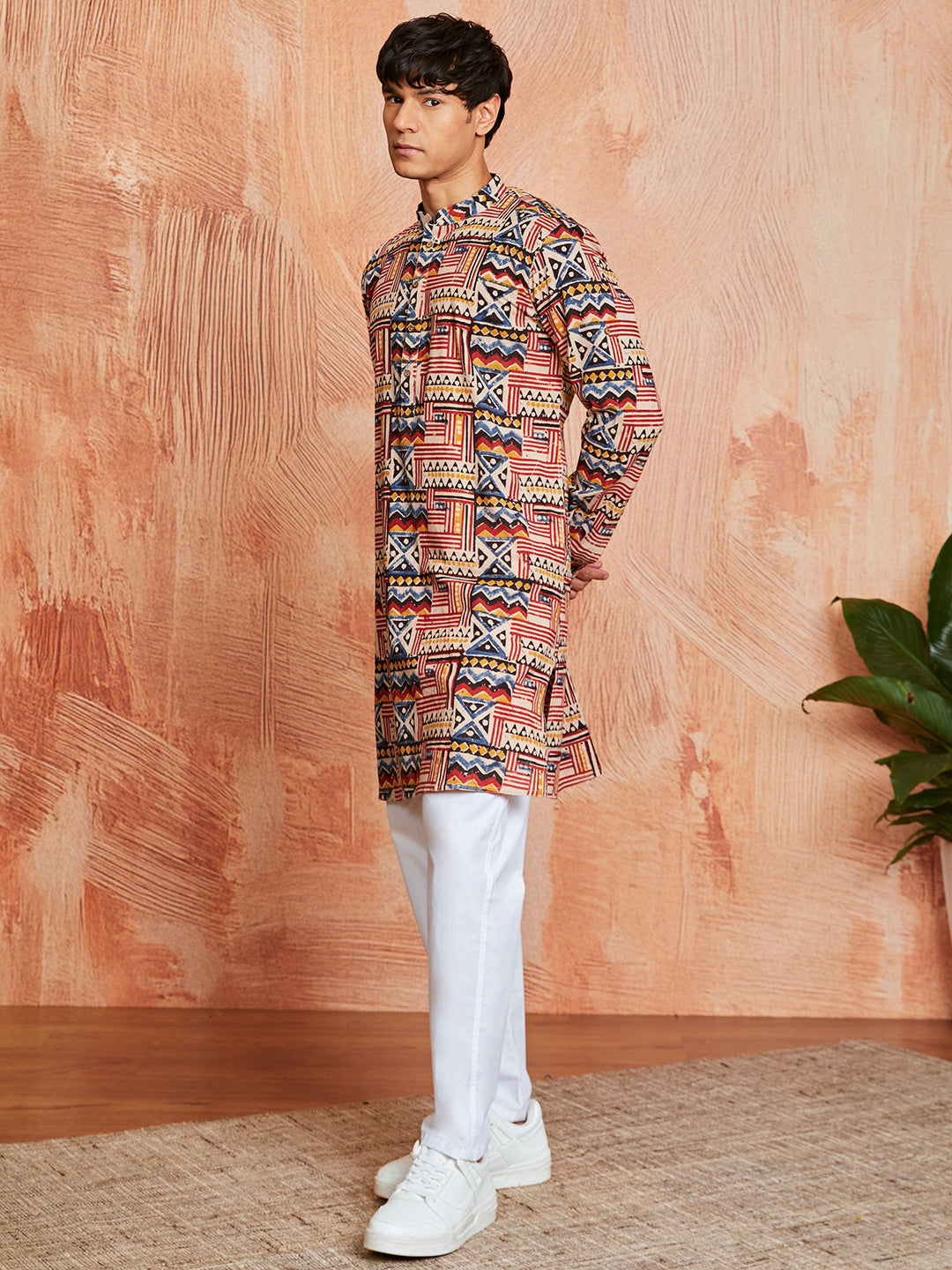 Men's Multi Color Cotton  Kurta And Pyjama Set