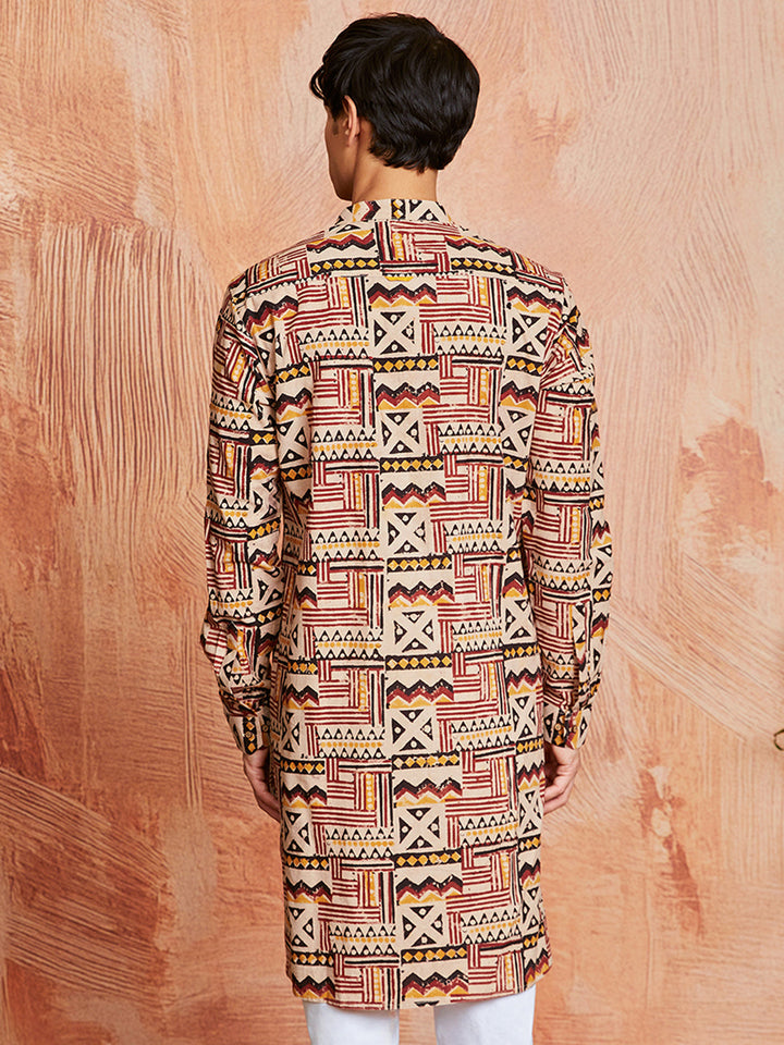 Men's Multi Color Cotton  Kurta