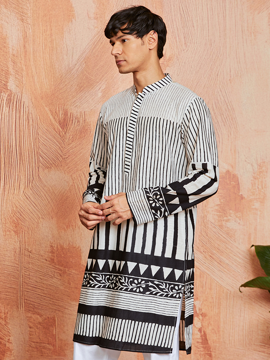 Men's Black Cotton Kurta