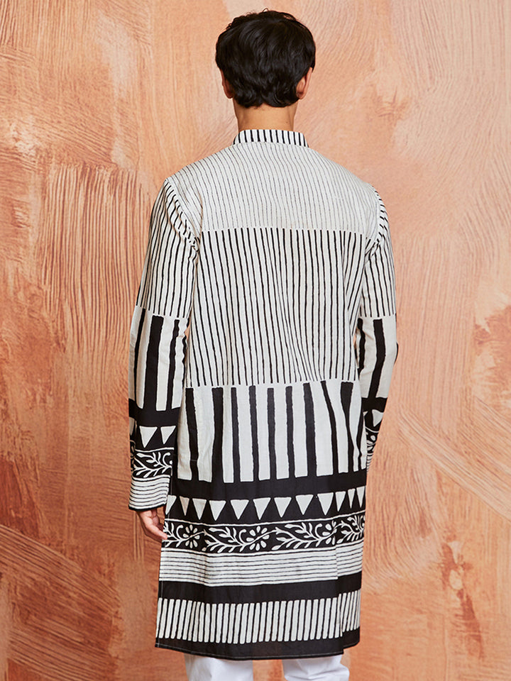 Men's Black Cotton Kurta