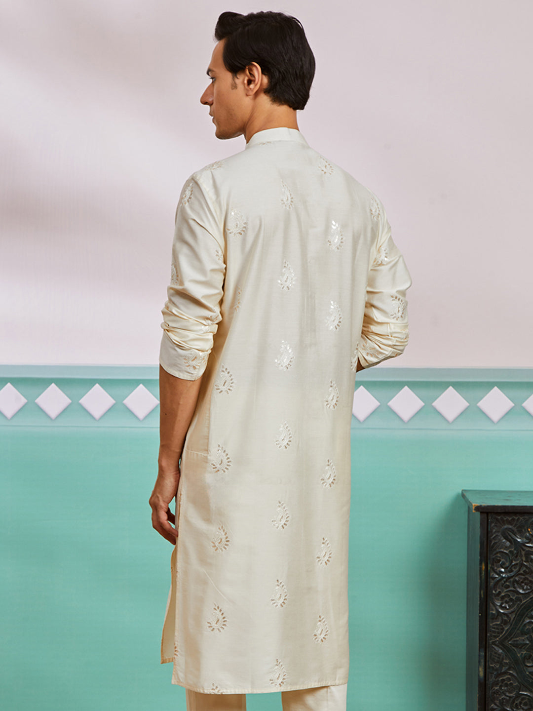 Men's Cream Viscose Kurta
