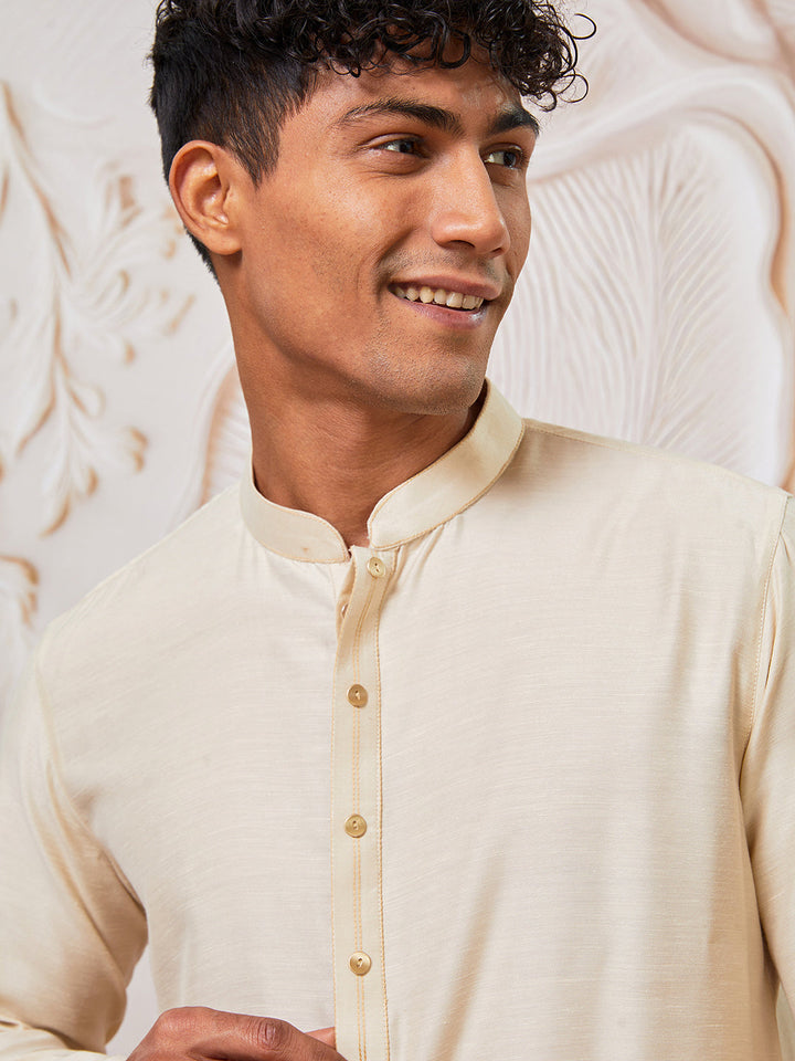Men's Cream Dupion Silk Kurta