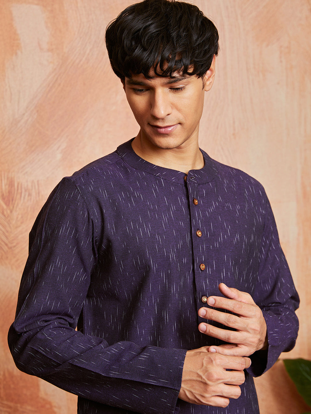 Men's Purple Cotton Kurta