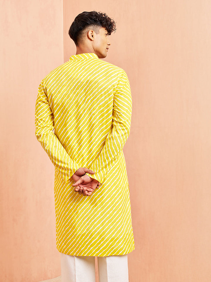 Men's Yellow Cotton Kurta