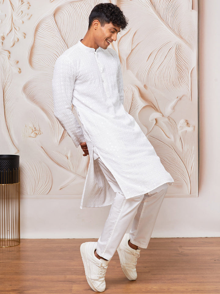 Men's White Rayon  Only Kurta