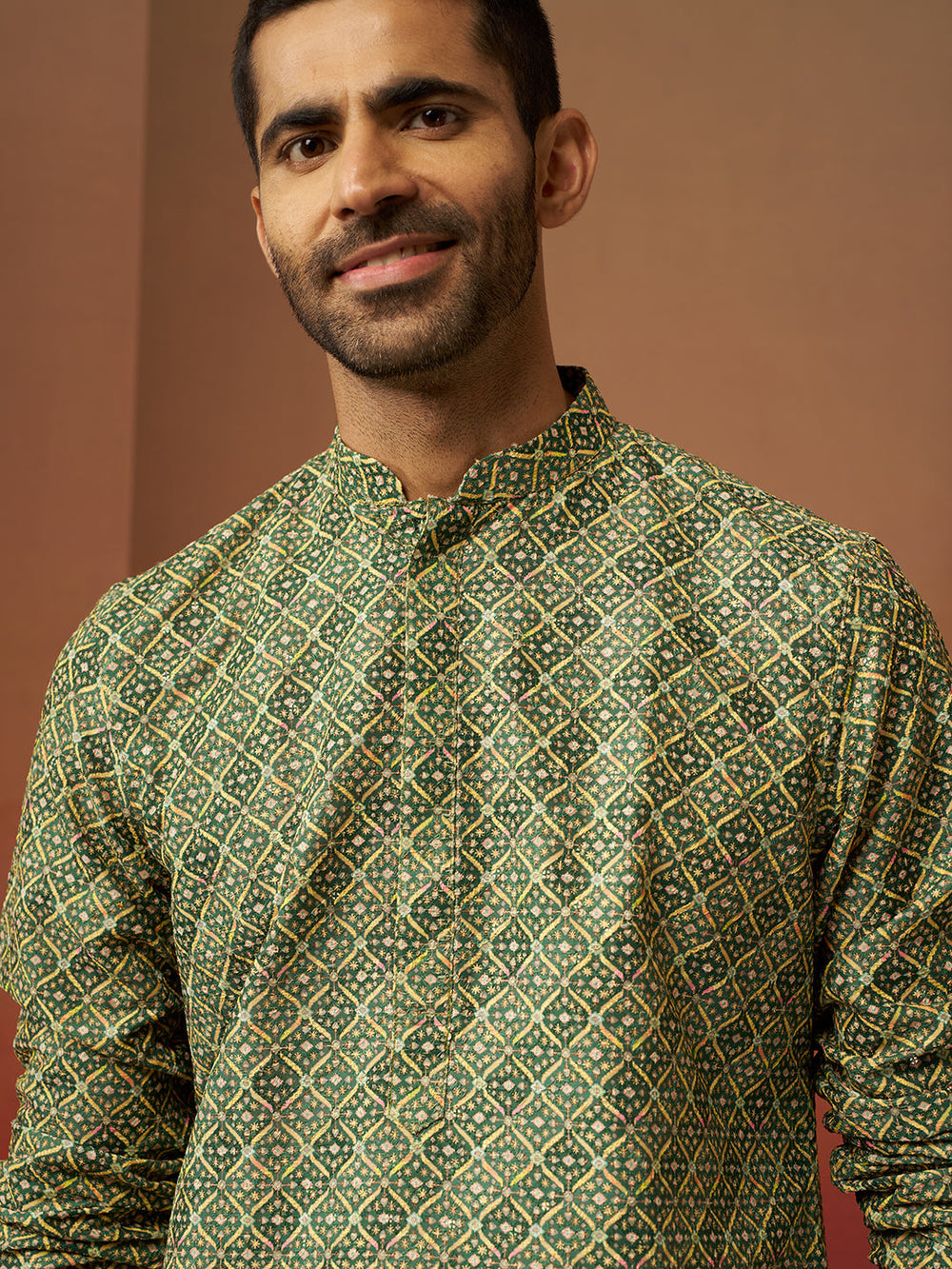 Men's Green Digital Print Kurta with Pyjama