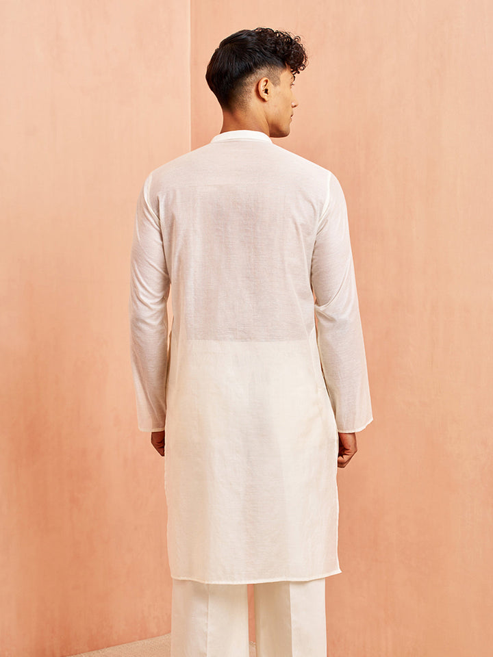 Men's Cream Chanderi Kurta Summer Wedding Wear
