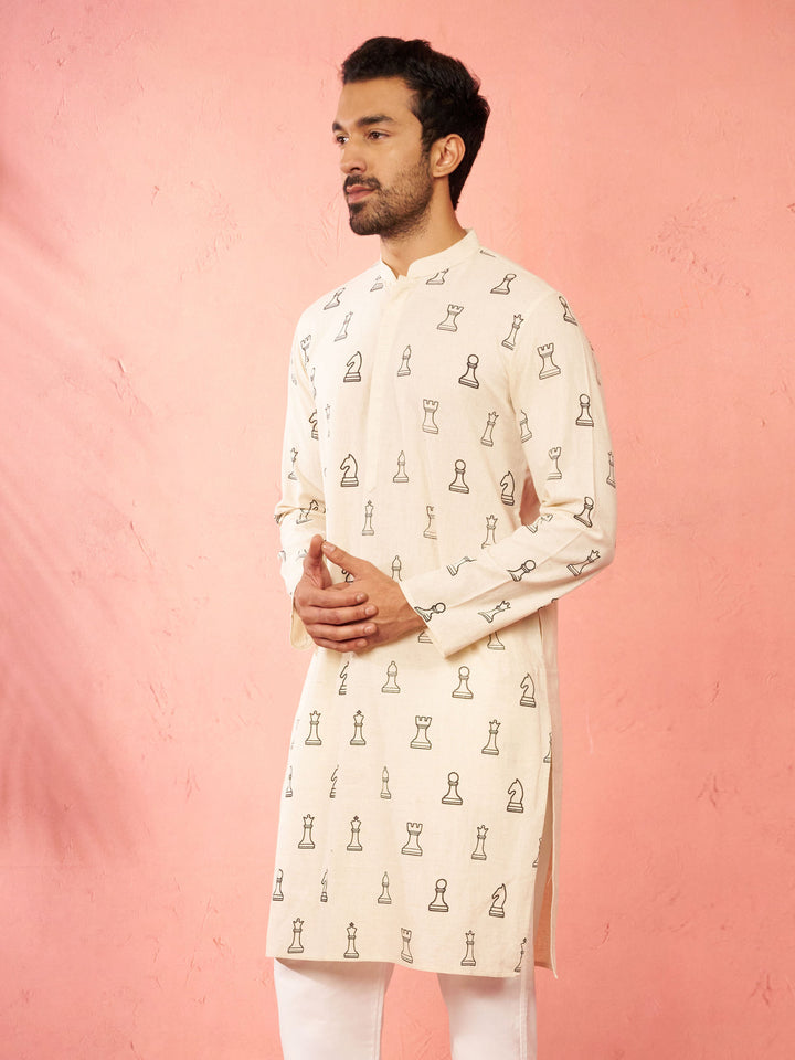 Men's Cream Cotton Kurta
