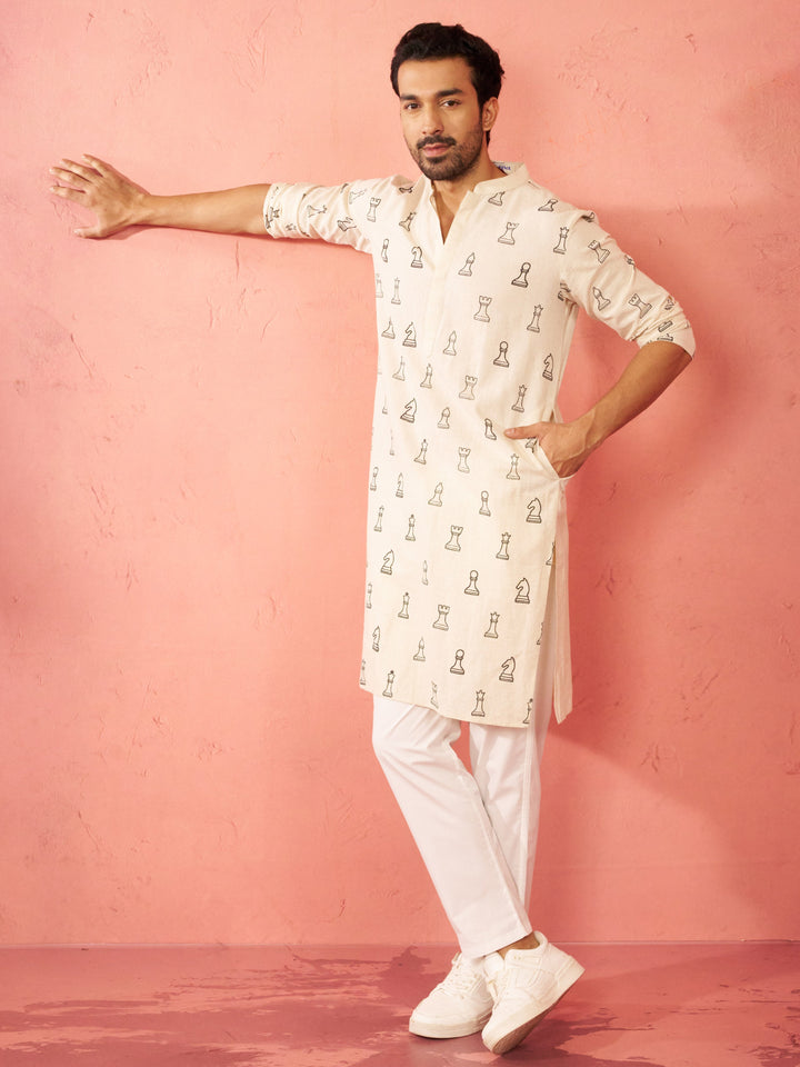 Men's Cream Cotton Kurta