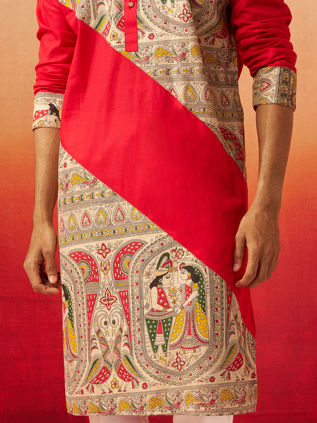 Men's Black Digital Print Kurta with Pyjama