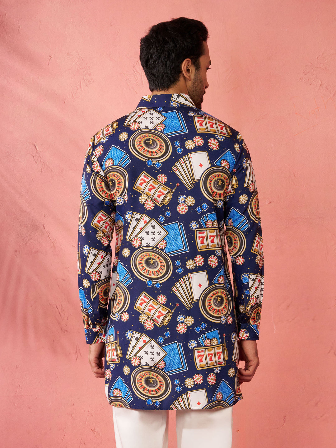 Men's Blue Rayon Kurta