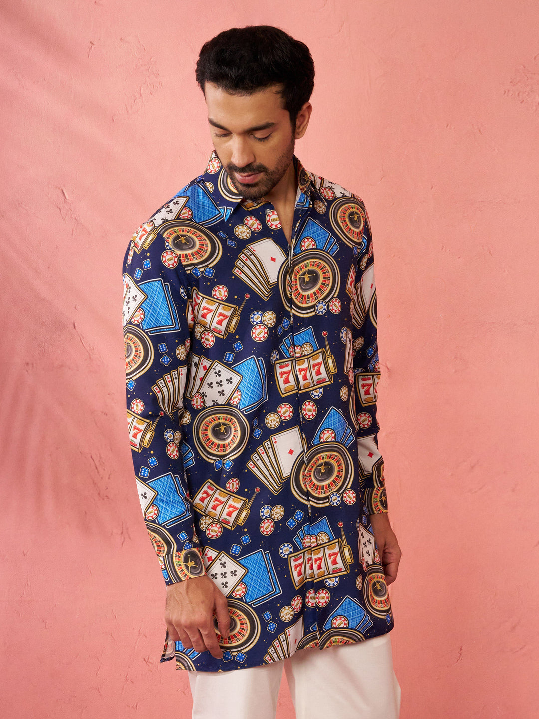 Men's Blue Rayon Kurta