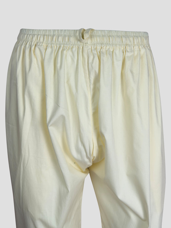 Men's Black Embroidered Kurta with Cream Pyjama