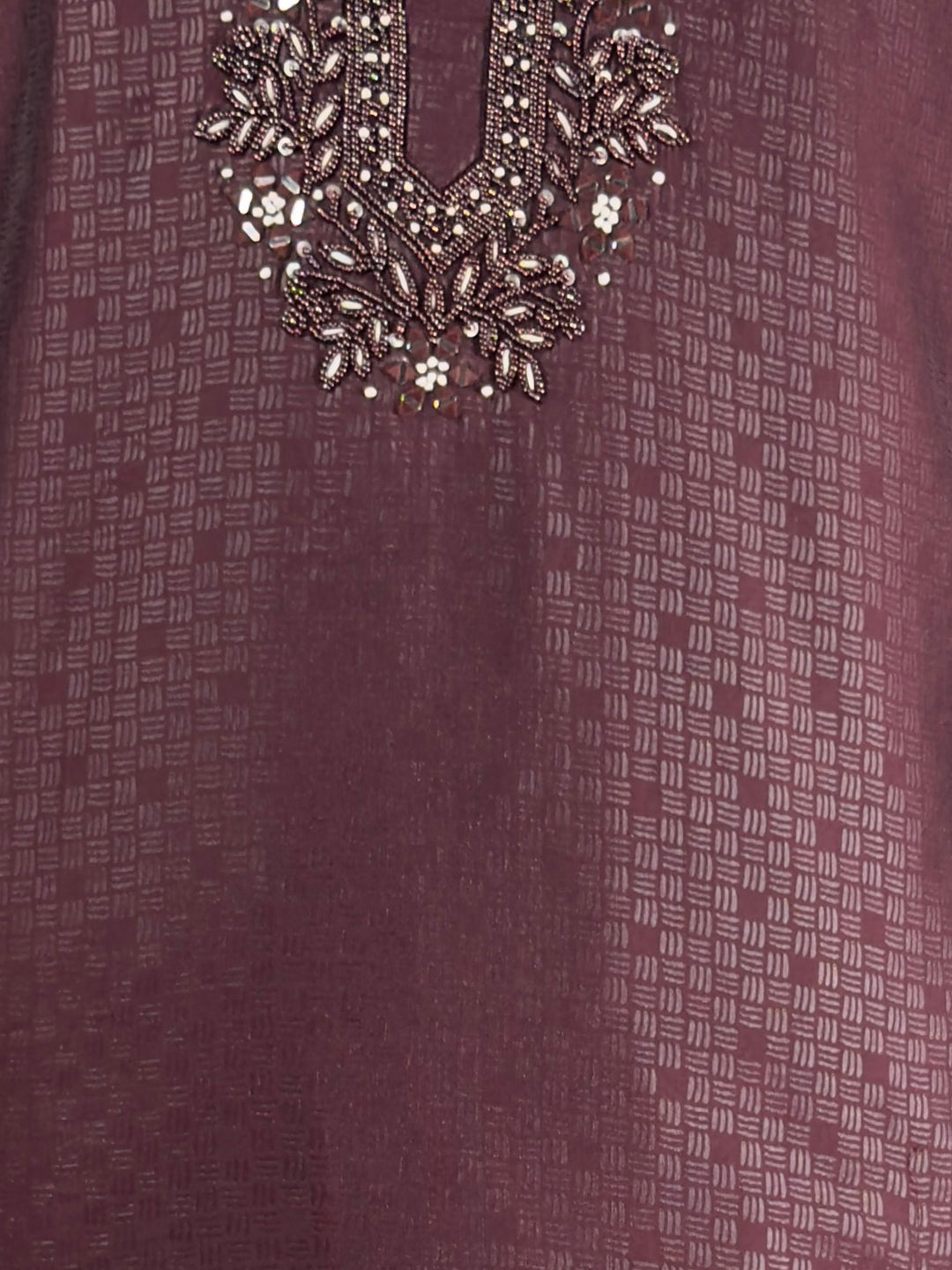 Men's Wine Zudio Emboss Silk Kurta