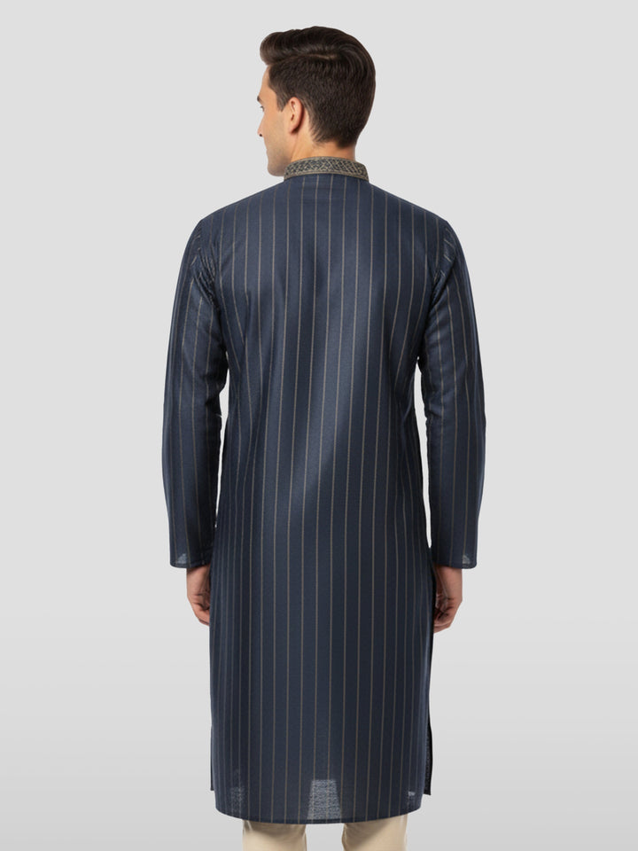 Men's Navy Blue Cotton Kurta