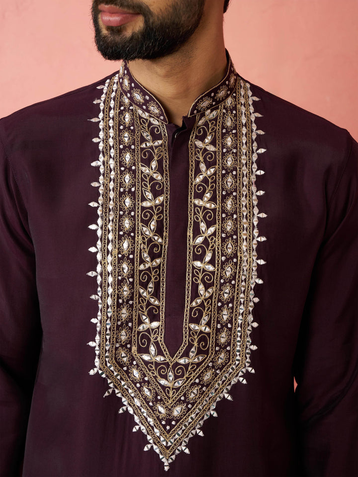 Men's Purple Modal Chanderi Kurta