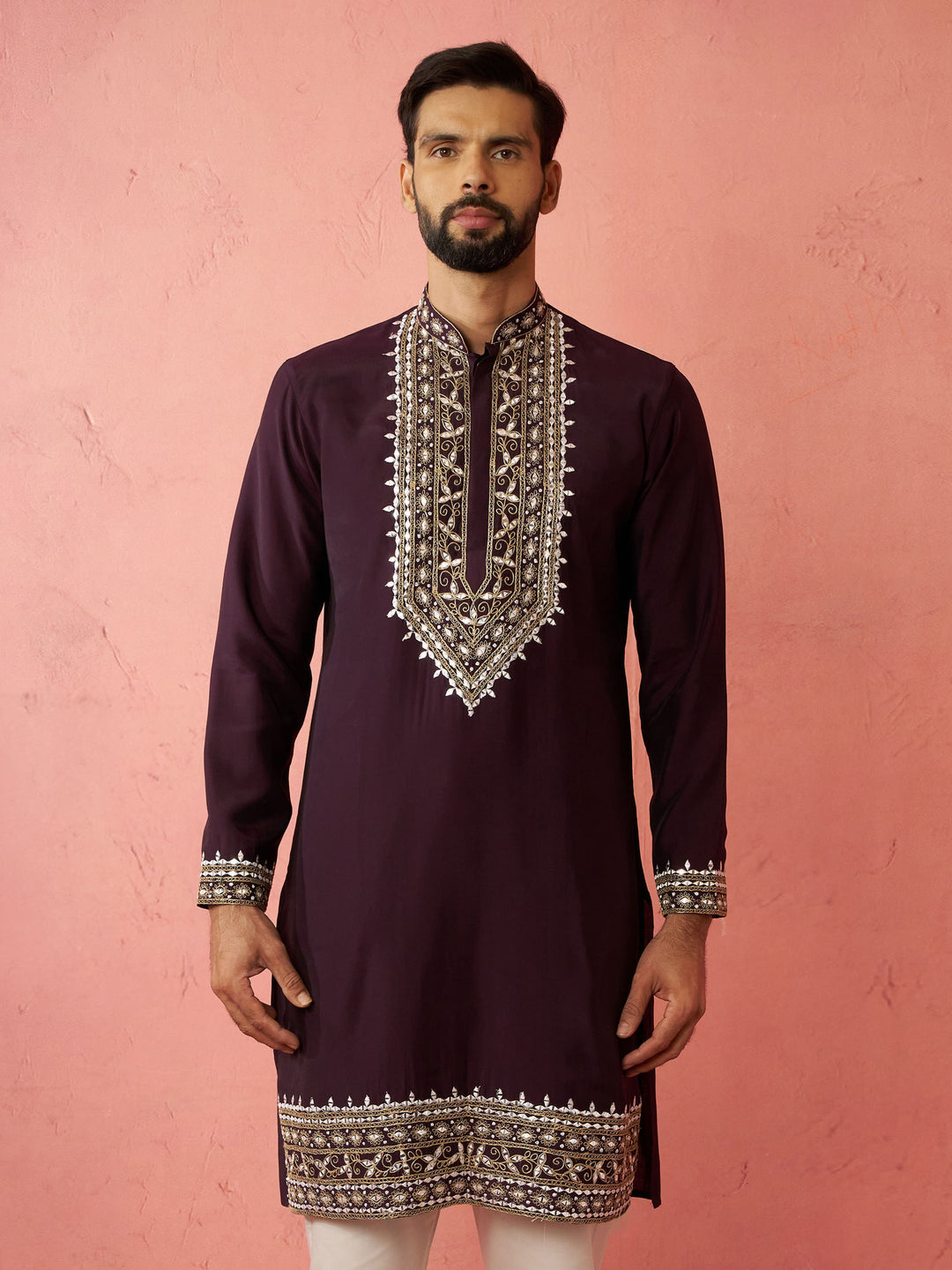 Men's Purple Modal Chanderi Kurta